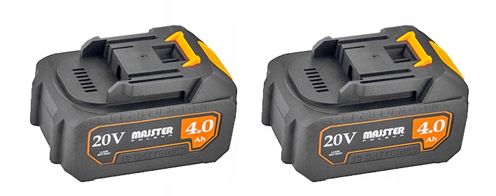 Dwa szaro-żółte akumulatory 4.0 Ah 20V.